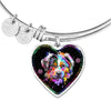 Australian Shepherd Dog Print Heart Pendant Bangle-Free Shipping