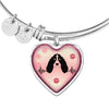 English Springer Spaniel Dog Print Heart Pendant Bangle-Free Shipping