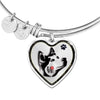 Siberian Husky Dog Art Print Heart Pendant Bangle-Free Shipping
