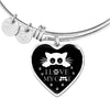 " I Love My Cat" Print Heart Pendant Luxury Bangle