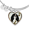 Cavalier King Charles Spaniel Dog Print Heart Pendant Bangle-Free Shipping