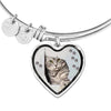 Charming Cat Art Print Heart Pendant Bangle-Free Shipping