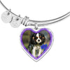 English Toy Spaniel Dog Print Heart Pendant Bangle-Free Shipping