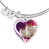 Turkish Van Cat Print Heart Pendant Bangle-Free Shipping
