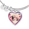 Golden Retriever Dog Print Heart Pendant Bangle-Free Shipping