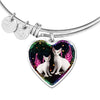Devon Rex Cat Print Heart Pendant Bangle-Free Shipping
