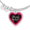Pekingese Dog Print Heart Pendant Bangle-Free Shipping