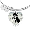 Shiba Inu Dog Print Heart Pendant Bangle-Free Shipping