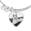 Alaskan Malamute Print Heart Pendant Luxury Bangle -Free Shipping