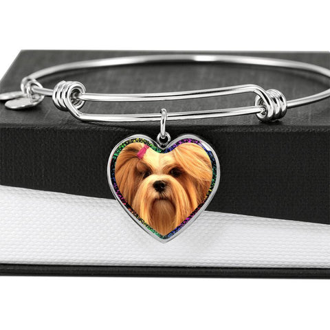 Lhasa Apso Print Heart Pendant Bangle-Free Shipping