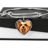 Lhasa Apso Print Heart Pendant Bangle-Free Shipping