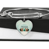 Yorkshire Terrier (Yorkie) Texas Print Heart Charm Bangle-Free Shipping