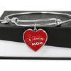 'I Love MY MOM' Red Print Heart Pendant Luxury Bangle