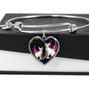 Devon Rex Cat Print Heart Pendant Bangle-Free Shipping