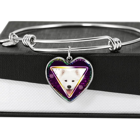 Samoyed Dog Print Heart Pendant Bangle-Free Shipping
