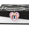 Basset Hound Dog Art Print Heart Pendant Bangle-Free Shipping