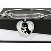Shiba Inu Dog Print Heart Pendant Bangle-Free Shipping