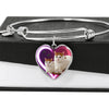 Turkish Van Cat Print Heart Pendant Bangle-Free Shipping