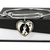 Cavalier King Charles Spaniel Dog Print Heart Pendant Bangle-Free Shipping