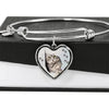Charming Cat Art Print Heart Pendant Bangle-Free Shipping