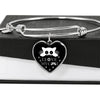 " I Love My Cat" Print Heart Pendant Luxury Bangle