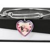 Golden Retriever Dog Print Heart Pendant Bangle-Free Shipping