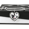 Siberian Husky Dog Art Print Heart Pendant Bangle-Free Shipping