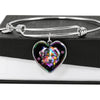 Australian Shepherd Dog Print Heart Pendant Bangle-Free Shipping