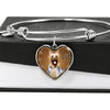 Australian Silky Terrier Dog Print Heart Pendant Bangle-Free Shipping