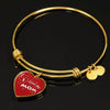 'I Love MY MOM' Red Print Heart Pendant Luxury Bangle