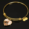 Airedale Terrier Print Luxury Heart Charm Bangle -Free Shipping