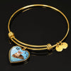 Toyger Cat Print Heart Pendant Bangle-Free Shipping