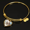 Savannah Cat Print Heart Pendant Bangle-Free Shipping