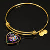 Australian Shepherd Dog Print Heart Pendant Bangle-Free Shipping
