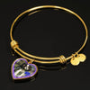 English Toy Spaniel Dog Print Heart Pendant Bangle-Free Shipping