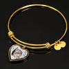 Charming Cat Art Print Heart Pendant Bangle-Free Shipping