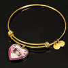 Golden Retriever Dog Print Heart Pendant Bangle-Free Shipping