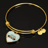 Yorkshire Terrier (Yorkie) Texas Print Heart Charm Bangle-Free Shipping