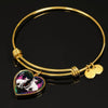 Devon Rex Cat Print Heart Pendant Bangle-Free Shipping