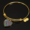 Colorful Paws Print Heart Pendant Bangle-Free Shipping