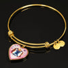 Basset Hound Dog Art Print Heart Pendant Bangle-Free Shipping