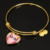 "MOM" Print Heart Pendant Luxury Bangle