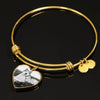 Alaskan Malamute Print Heart Pendant Luxury Bangle -Free Shipping