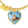 Toyger Cat Print Heart Pendant Bangle-Free Shipping