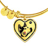 Siberian Husky Dog Art Print Heart Pendant Bangle-Free Shipping