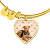 Airedale Terrier Print Luxury Heart Charm Bangle -Free Shipping