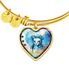 Cat Watercolor Art Print Heart Pendant Bangle-Free Shipping