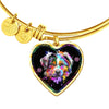 Australian Shepherd Dog Print Heart Pendant Bangle-Free Shipping