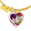 Turkish Van Cat Print Heart Pendant Bangle-Free Shipping