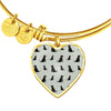 Labrador Retriever Pattern Print Luxury Heart Charm Bangle-Free Shipping